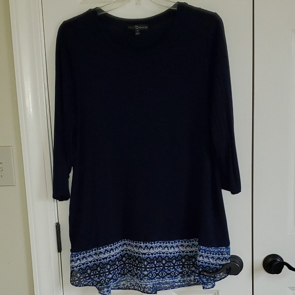 Blue Fred David Tunic with Inset Hem